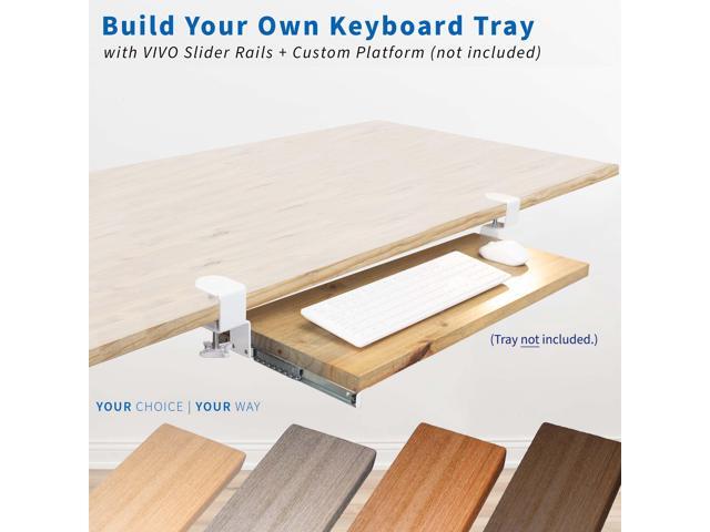 VIVO White Extra Sturdy Clamps & Rails for Custom Wood Keyboard Tray - Pack of 2