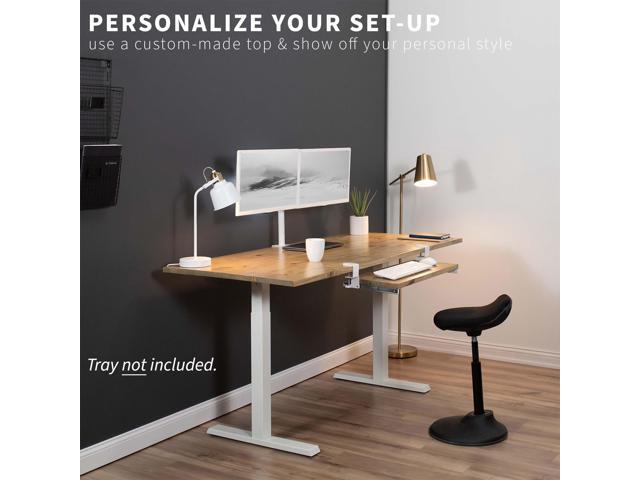 VIVO White Extra Sturdy Clamps & Rails for Custom Wood Keyboard Tray - Pack of 2