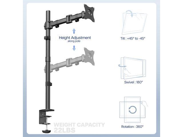 Single Monitor Desk Mount Extra Tall Fully Adjustable Stand for up to 32' Screen