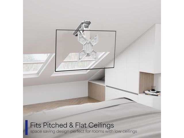 White Electric Motorized Flip Down Pitched Ceiling TV Mount, 23' to 55' Screen