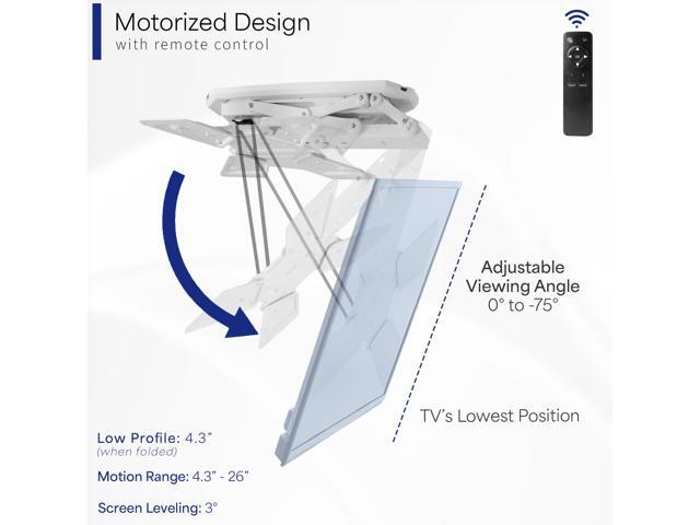 White Electric Motorized Flip Down Pitched Ceiling TV Mount, 23' to 55' Screen