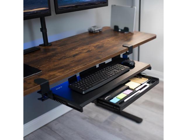 VIVO Extra Sturdy Clamp-on Computer Keyboard Tray Platform with Pencil Drawer