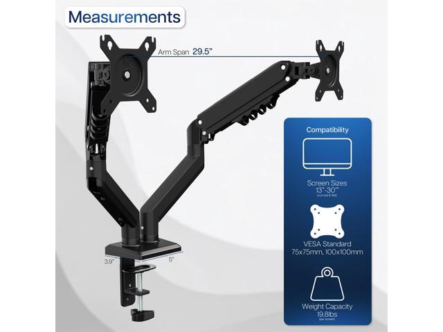 VIVO Black Dual 13' to 30' Computer Monitor Counterbalance Desk Mount Stand