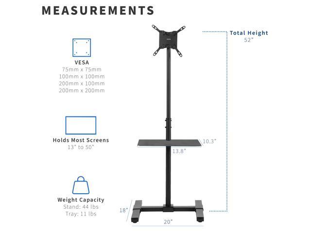 VIVO TV Display 13' to 50' Height Adjustable Floor Stand with Storage Shelf