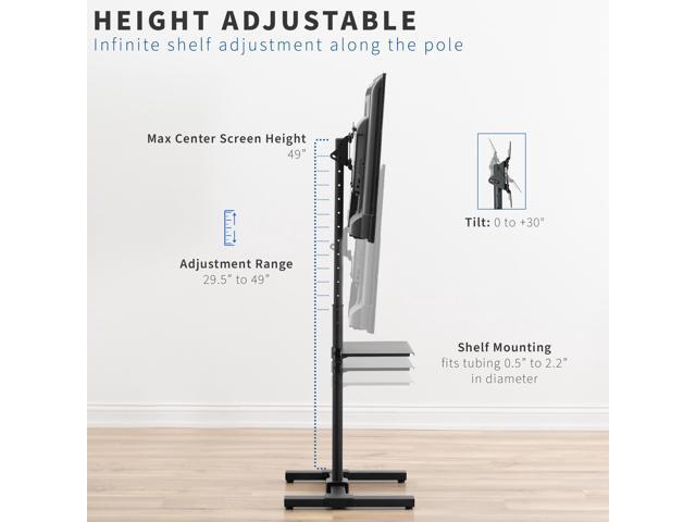 VIVO TV Display 13' to 50' Height Adjustable Floor Stand with Storage Shelf