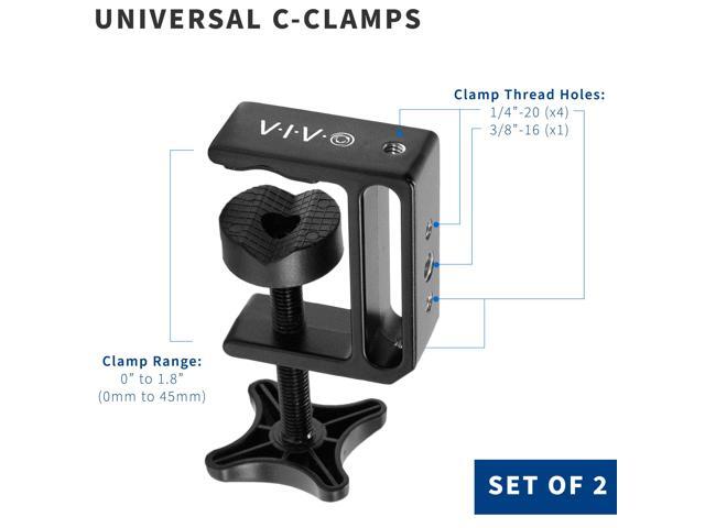 VIVO Universal Heavy Duty C-Clamps with 1/4 inch-20 and 3/8 inch-16 Sockets (x2)