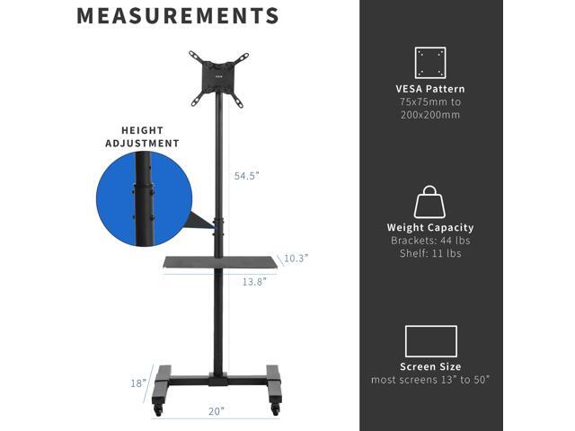 VIVO Mobile 13' to 50' TV Floor Stand with Shelf, Height Adjustable Mount