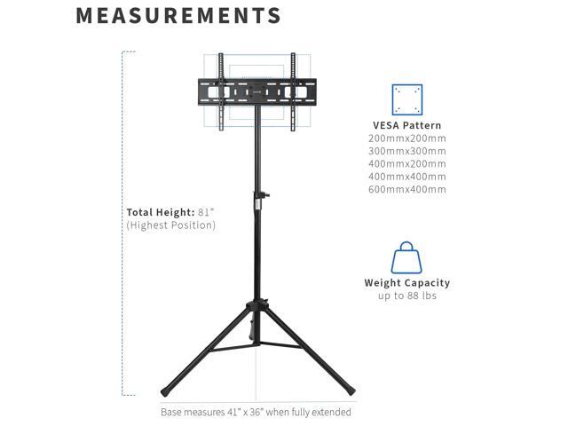 VIVO Black Tripod 37' to 75' TV Display Floor Stand Height Adjustable Mount