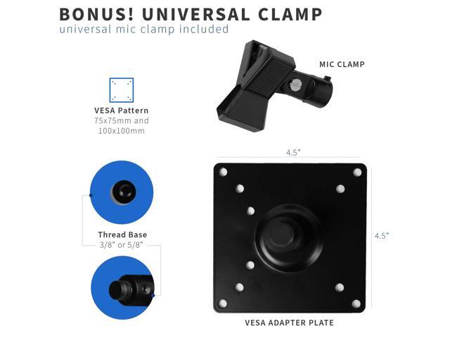 VIVO Black Universal Microphone VESA Adapter Kit, VESA 75x75mm and 100x100mm