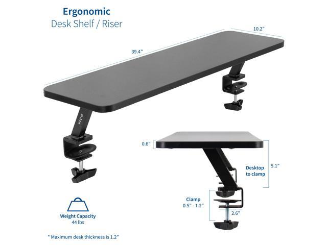 VIVO Black Clamp-on Large 40' Desk Shelf Monitor Laptop Riser Desk Organizer