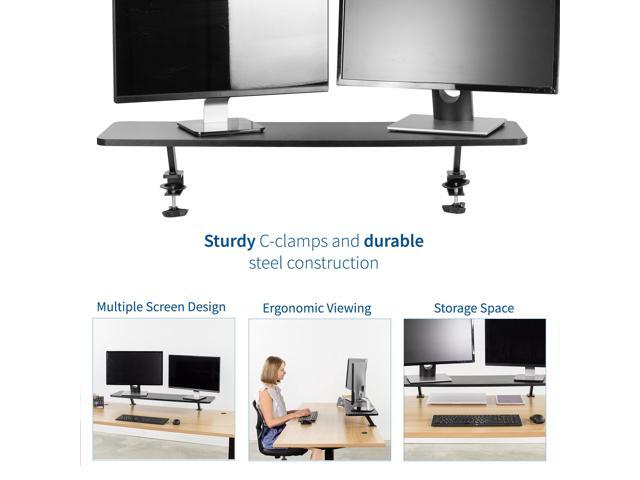VIVO Black Clamp-on Large 40' Desk Shelf Monitor Laptop Riser Desk Organizer