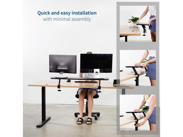 VIVO Black Clamp-on Large 40' Desk Shelf Monitor Laptop Riser Desk Organizer