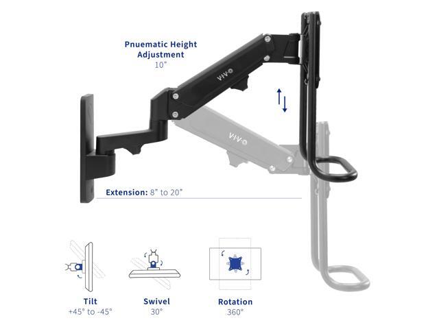 VIVO Dual Monitor Pneumatic Wall Mount, Fits 2 Screens up to 27' or 1 up to 49'