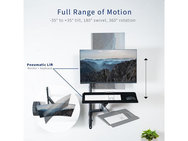 VIVO Sit-Stand Height Adjustable Pneumatic Arm Wall Mount for 1 Screen up to 32'