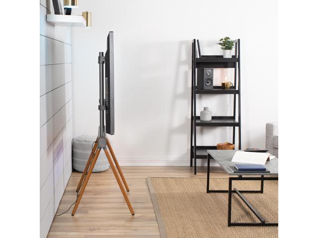VIVO Wood Easel Studio 49' to 70' TV Adjustable Floor Stand with RGB Lights