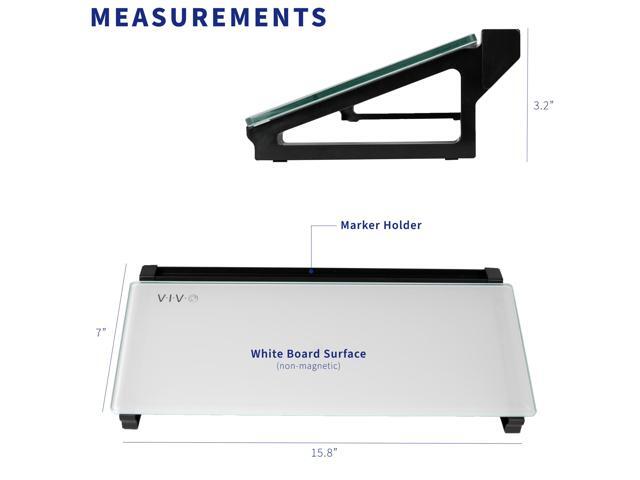 VIVO Glass 16 x 7 inch Desktop Whiteboard with Marker Slot and Open Storage