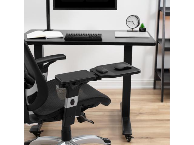 VIVO Black Universal Wooden Adjustable Arm Rest Mouse Pad with Security Straps