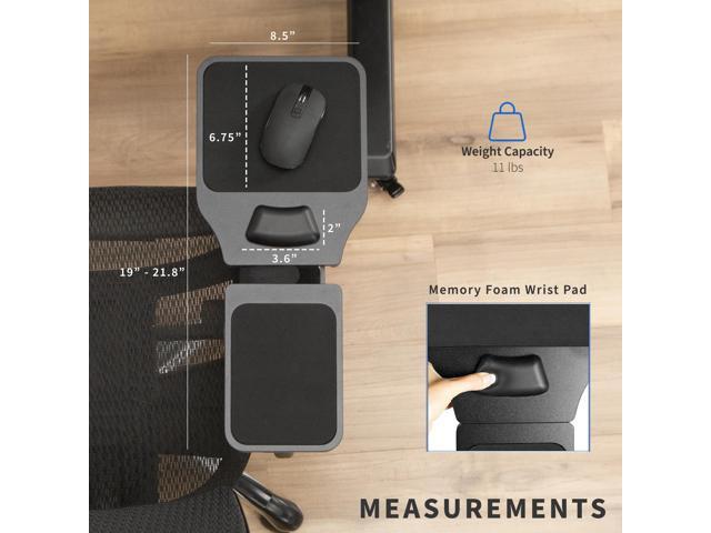 VIVO Black Universal Wooden Adjustable Arm Rest Mouse Pad with Security Straps