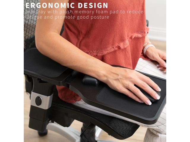 VIVO Black Universal Wooden Adjustable Arm Rest Mouse Pad with Security Straps