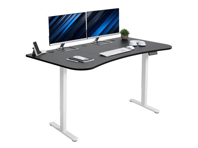 VIVO Electric 63 x 32 Stand Up Desk, Black Table Top, White Frame