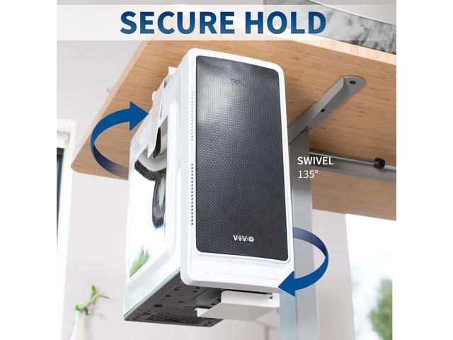 VIVO White Under-Desk and Wall PC Mount, Computer Case Holder with 135 Swivel