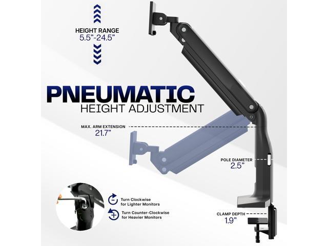 Single Ultra Wide Monitor Pneumatic Spring Desk Mount with USB, Max VESA 200x100