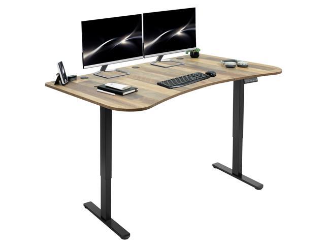 VIVO Electric 63 x 32 Stand Up Desk, Reclaimed Wood Table Top, Black Frame