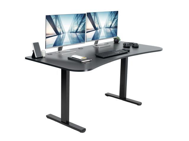 VIVO Electric 63 x 32 Stand Up Desk, Black Carbon Fiber Table Top, Black Frame