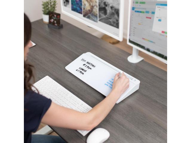 VIVO Desktop Dry Erase Board with Hidden Storage, 16' x 7' Glass Whiteboard