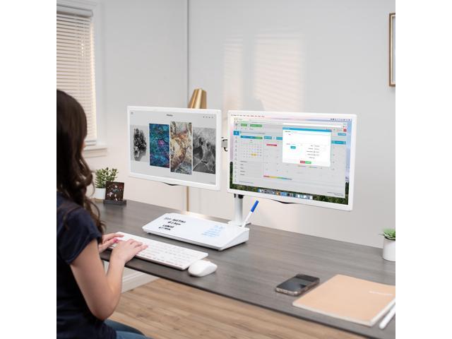 VIVO Desktop Dry Erase Board with Hidden Storage, 16' x 7' Glass Whiteboard