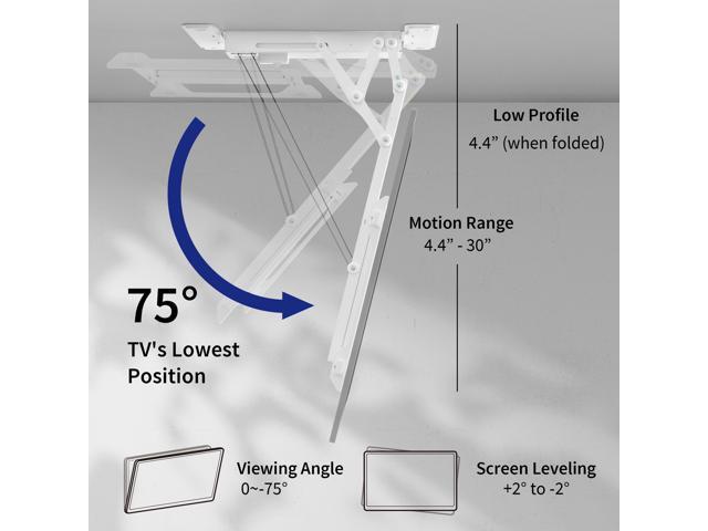 VIVO White Motorized Flip Down Pitched Roof Ceiling TV Mount for 40' to 85' Screens