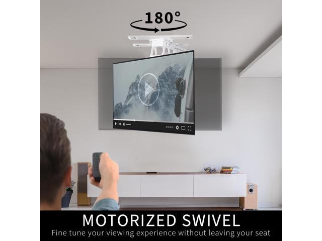 VIVO White Electric Swivel Flip Down Ceiling TV Mount for 32' to 70' Screen