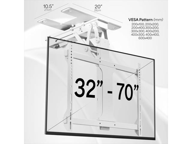 VIVO White Electric Swivel Flip Down Ceiling TV Mount for 32' to 70' Screen