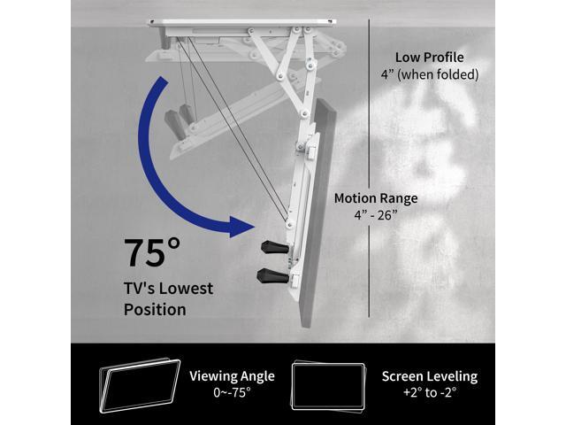White Electric Motorized Flip Down Pitched Ceiling TV Mount, 32' to 70' Screen
