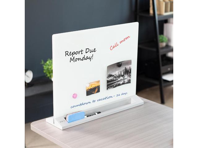 VIVO Glass Dry Erase Board Desktop Divider 23' x 19' Whiteboard Partition