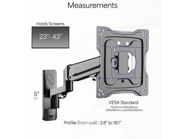 VIVO Premium Aluminum Single TV Wall Mount Adjustable Arm for Screens up to 43 - image 3