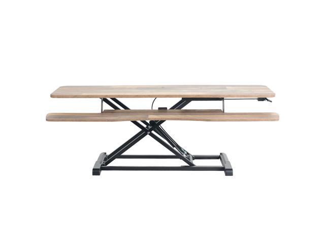 VIVO Reclaimed Wood Height Adjustable 48' Standing Desk Riser Sit Stand Tabletop