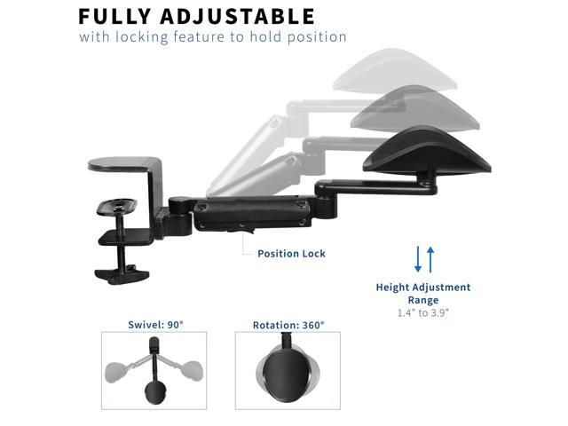 VIVO Black Universal Clamp-on Adjustable Ergonomic Arm & Wrist Rest Pad - 2 Pack