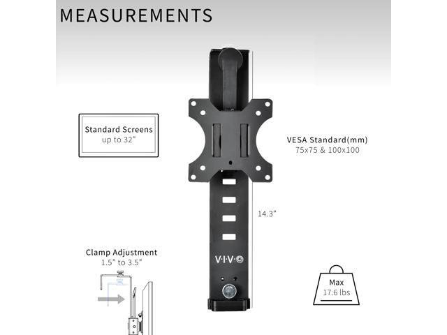 VIVO Black Office Cubicle Monitor Mount Stand Attachment for 17' to 32' Screen