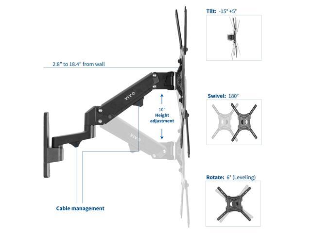 VIVO Black Premium Aluminum Single TV Wall Mount Arm for Screens up to 55'