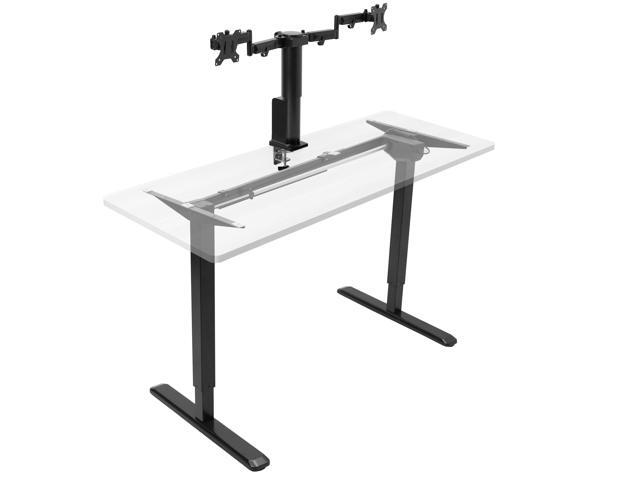 VIVO Single Motor Stand Up Desk Frame with Electric Dual Monitor Mount