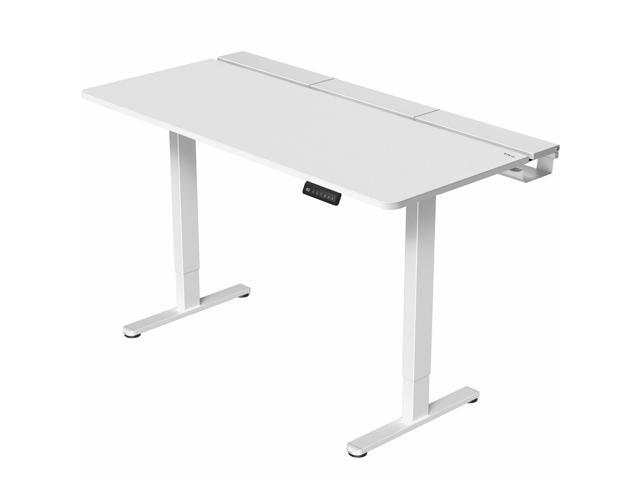 VIVO Electric 60' x 30' Desk, Full Pad, White Hidden Cable Tabletop, White Frame