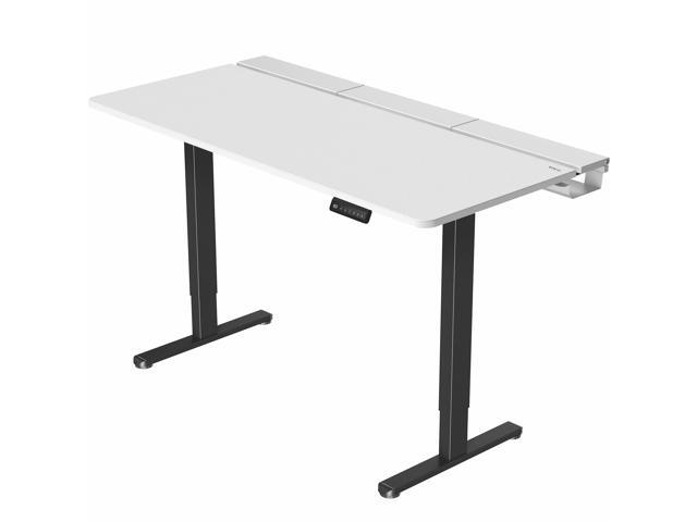 VIVO Electric 60' x 30' Desk, Full Pad, White Hidden Cable Tabletop, Black Frame