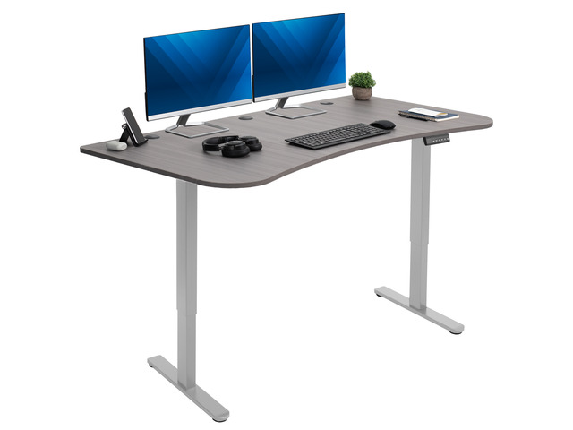 VIVO Electric 63 x 32 Stand Up Desk, Dark Gray Table Top, Gray Frame