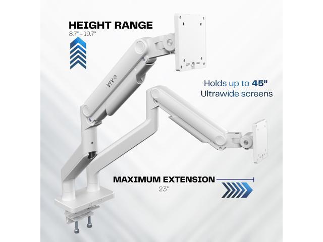VIVO White Tension Spring Dual Ultra Wide Monitor Mount, Up to 45' Computer Screens