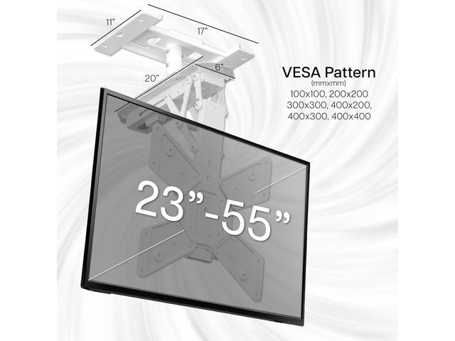 VIVO White Electric Motorized Flip Down Drop Ceiling TV Mount, 23' to 55' Screen