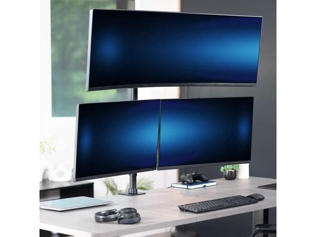 VIVO Triple Computer Monitor Desk Mount, 1 Ultrawide to 49', 2 Standard to 27'