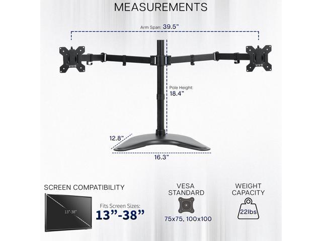 VIVO Freestanding Dual Monitor Desk Stand For Ultrawide Computer Screens to 38'
