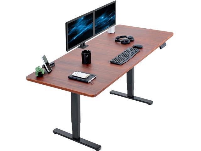 VIVO Electric 71 x 30 Stand Up Desk, Dark Walnut Table Top, Black Frame