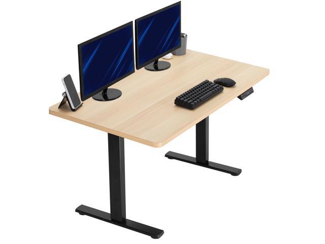 VIVO Electric 43 x 24 Stand Up Desk Light Wood Table Top, Black Frame